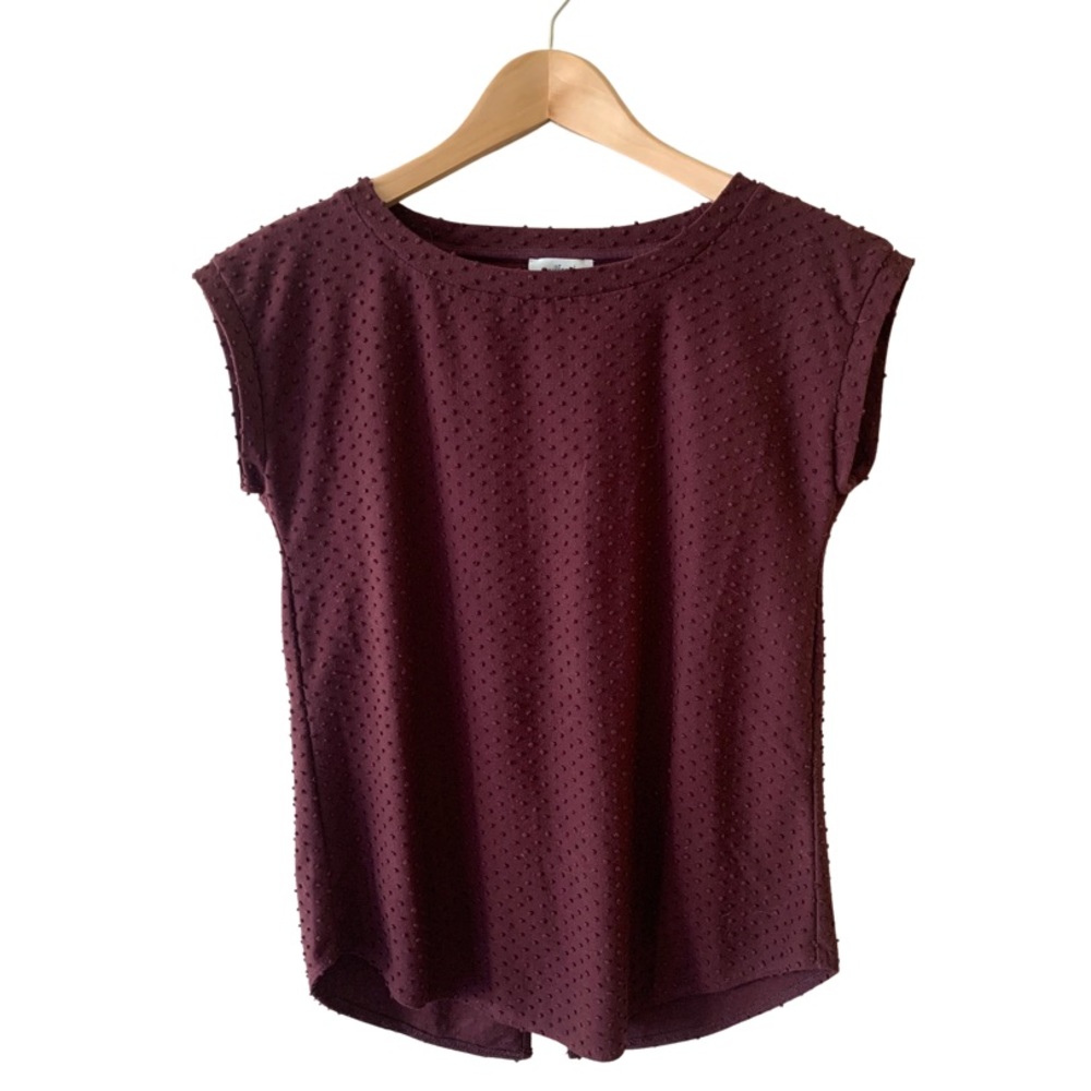 Aritizia Wilfred Burgundy Swiss Dot Top Size XXS